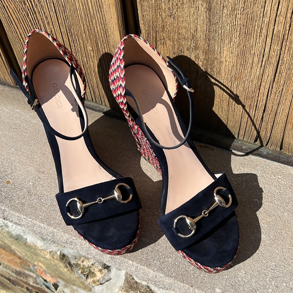 GUCCI Horsebit Wedge Heels size 39 1/2
